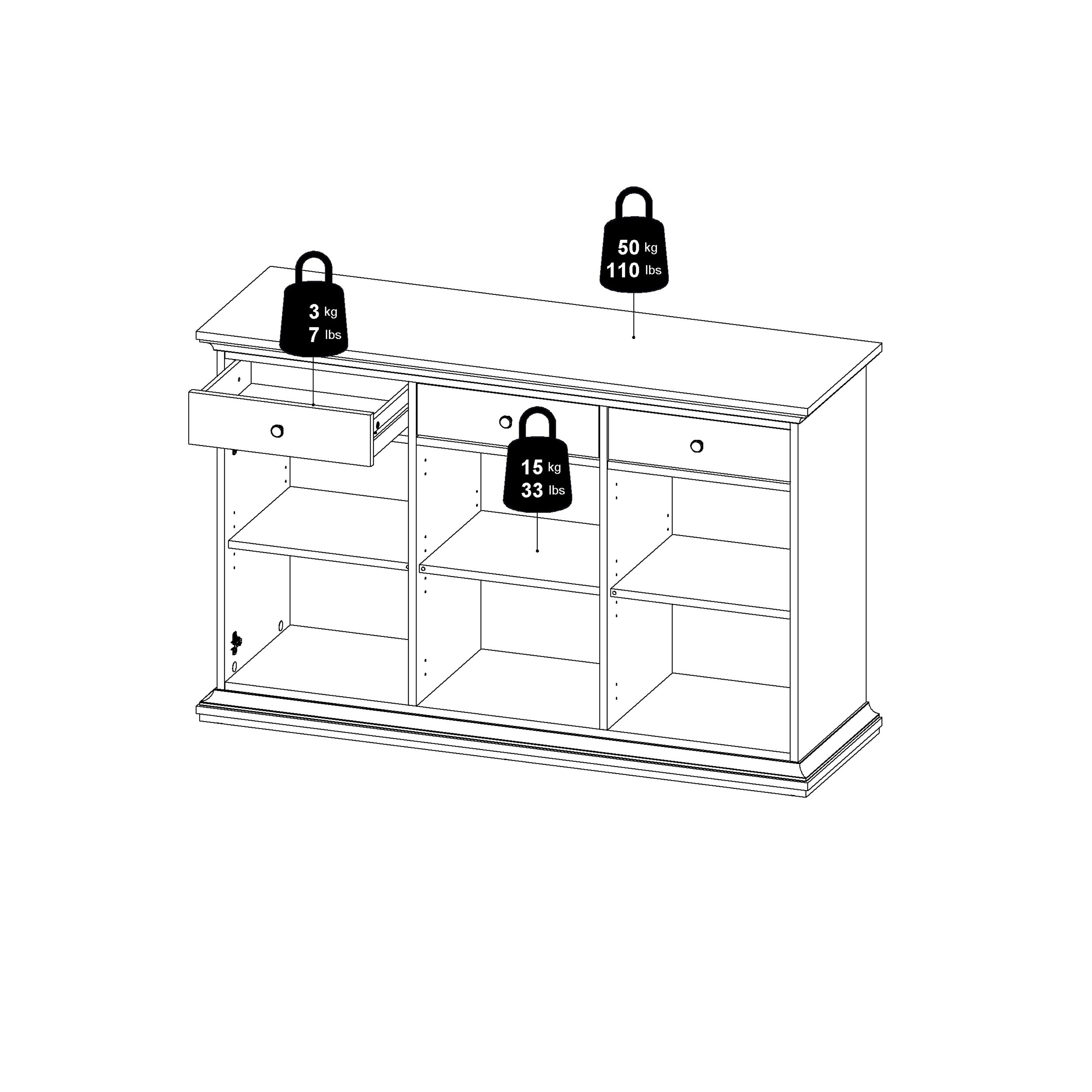 Primrose Sideboard with 3 doors and 3 drawers in Matt Grey
