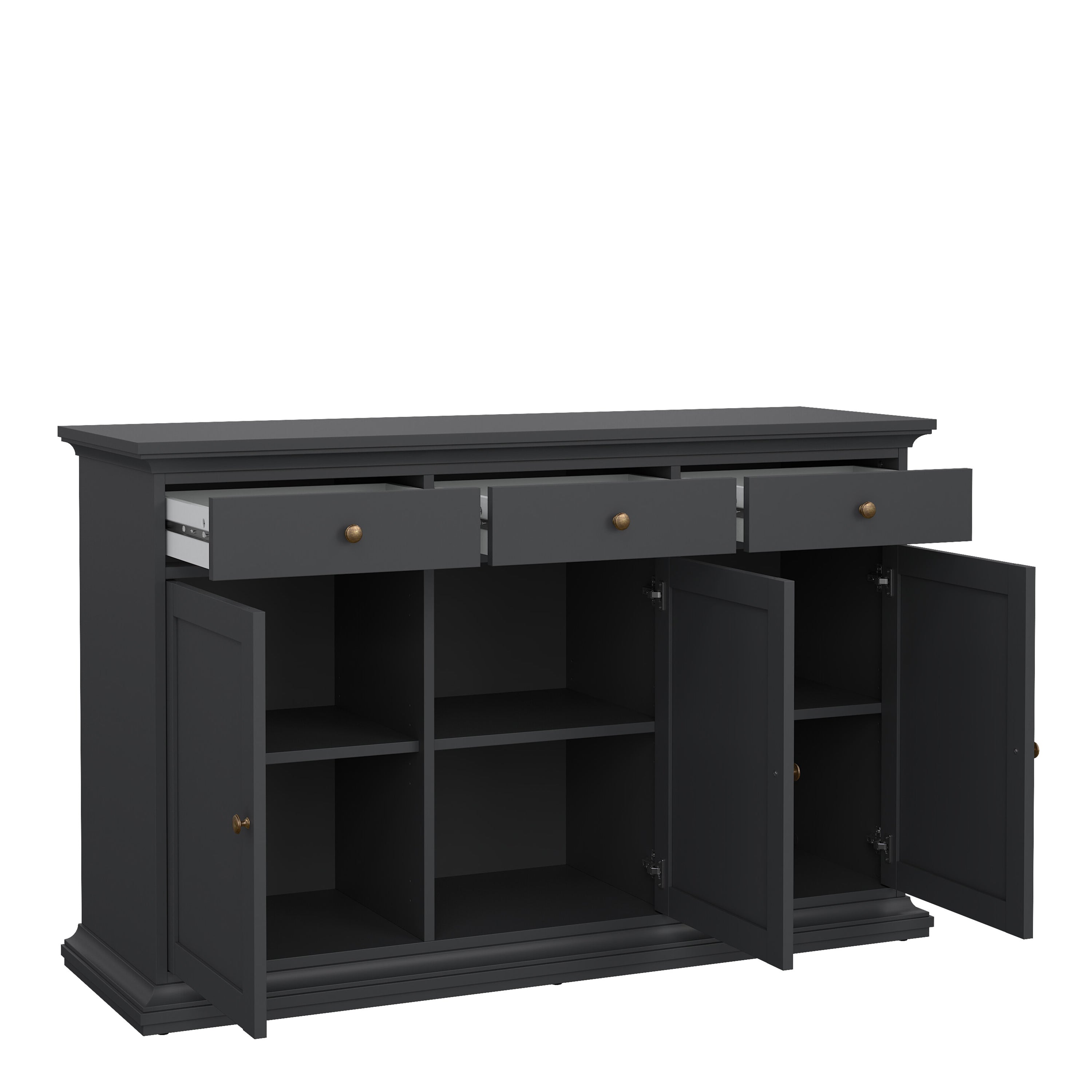 Primrose Sideboard with 3 doors and 3 drawers in Matt Grey
