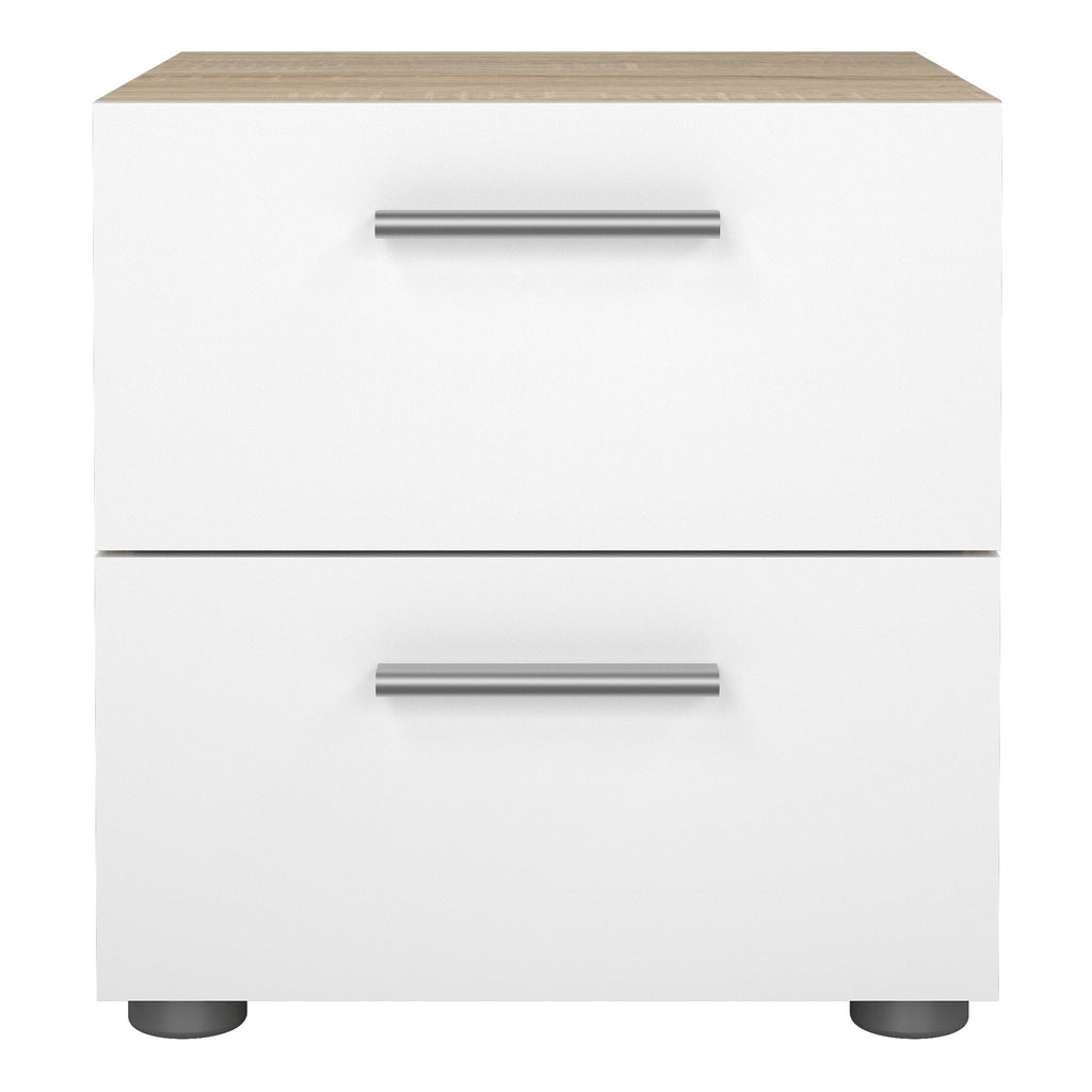 Pippa Bedside 2 Drawers in Oak with White High Gloss