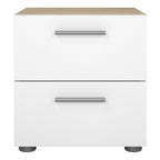 Pippa Bedside 2 Drawers in Oak with White High Gloss