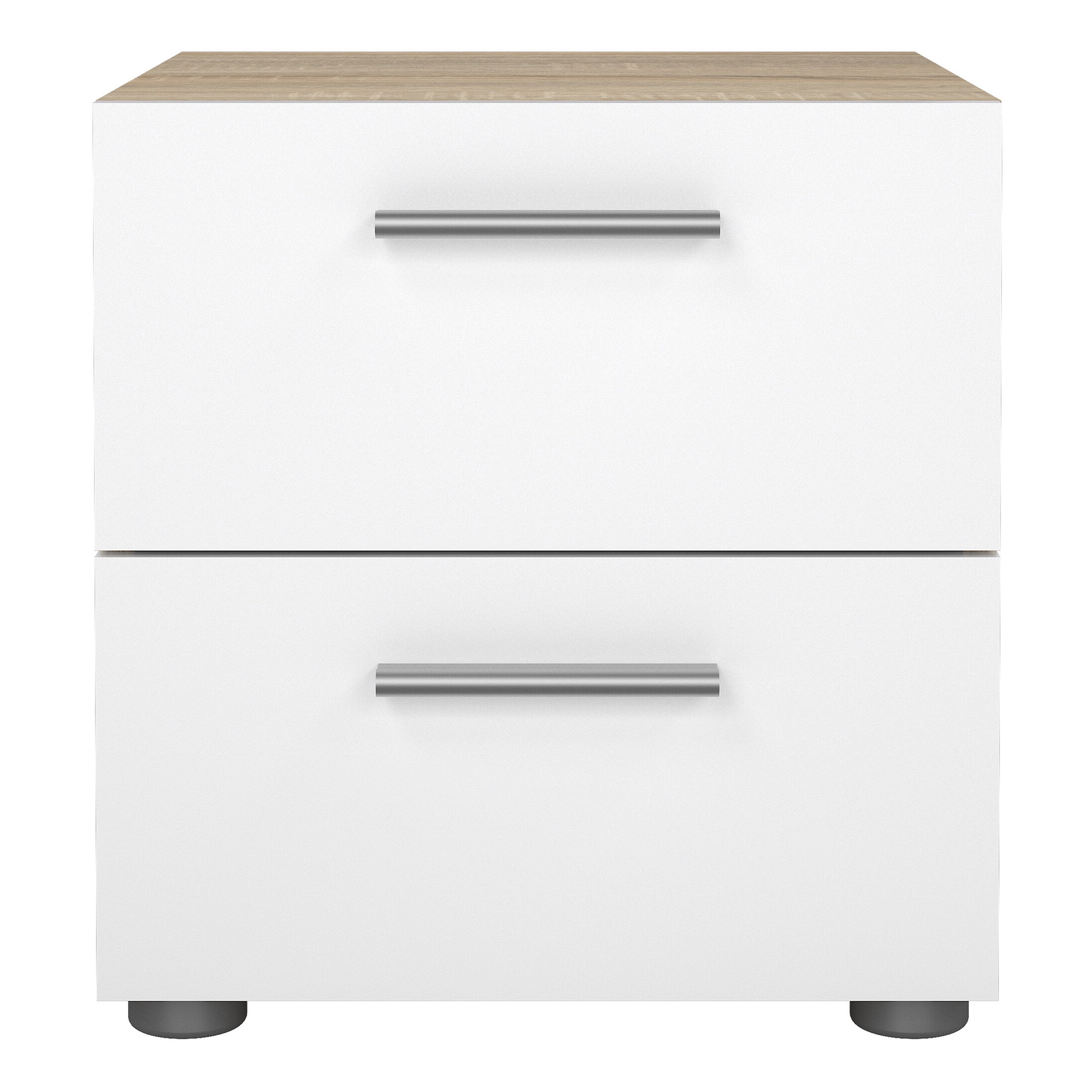 Pippa Bedside 2 Drawers in Oak with White High Gloss