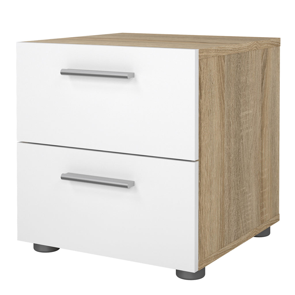 Pippa Bedside 2 Drawers in Oak with White High Gloss
