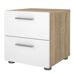 Pippa Bedside 2 Drawers in Oak with White High Gloss