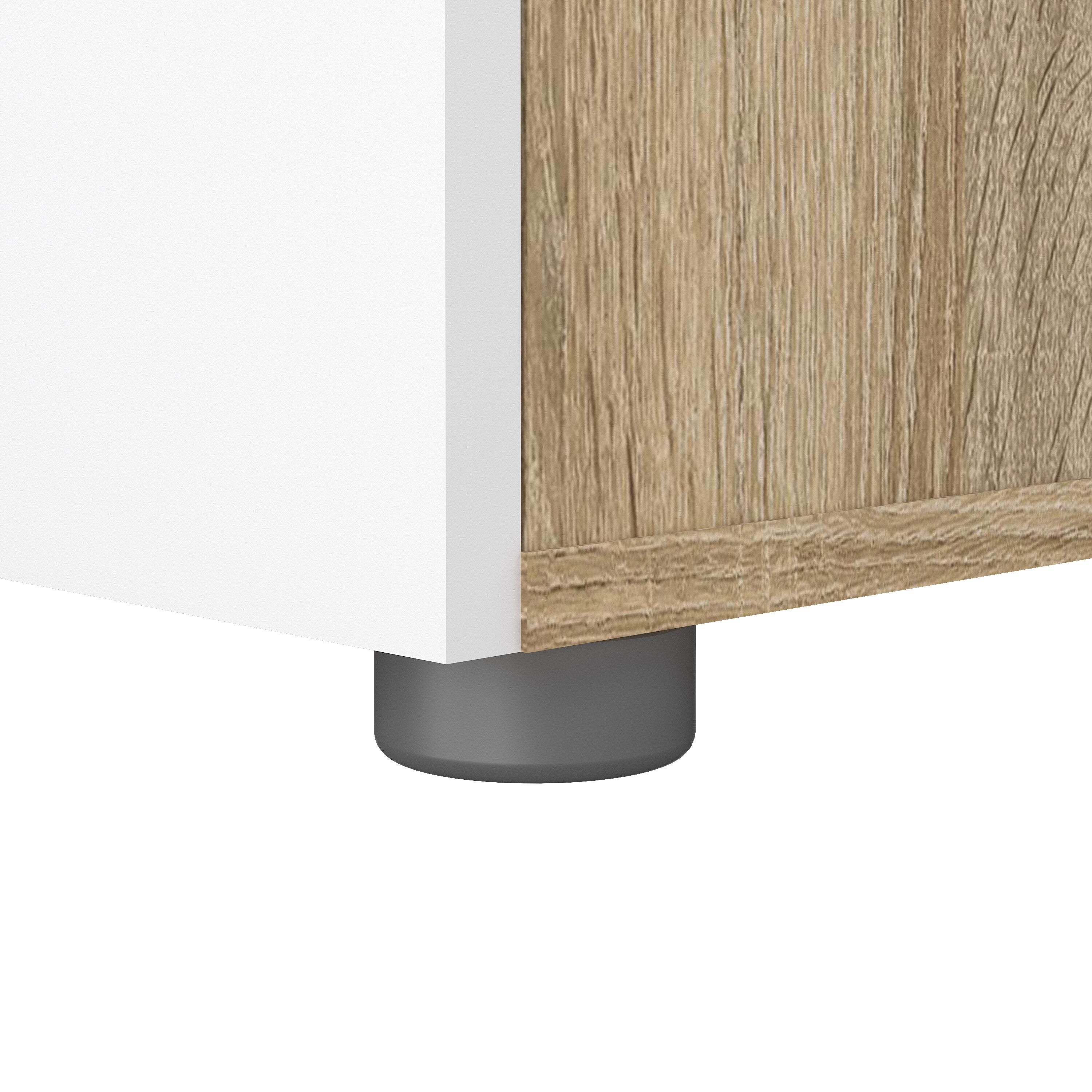 Pippa Bedside 2 Drawers in Oak with White High Gloss