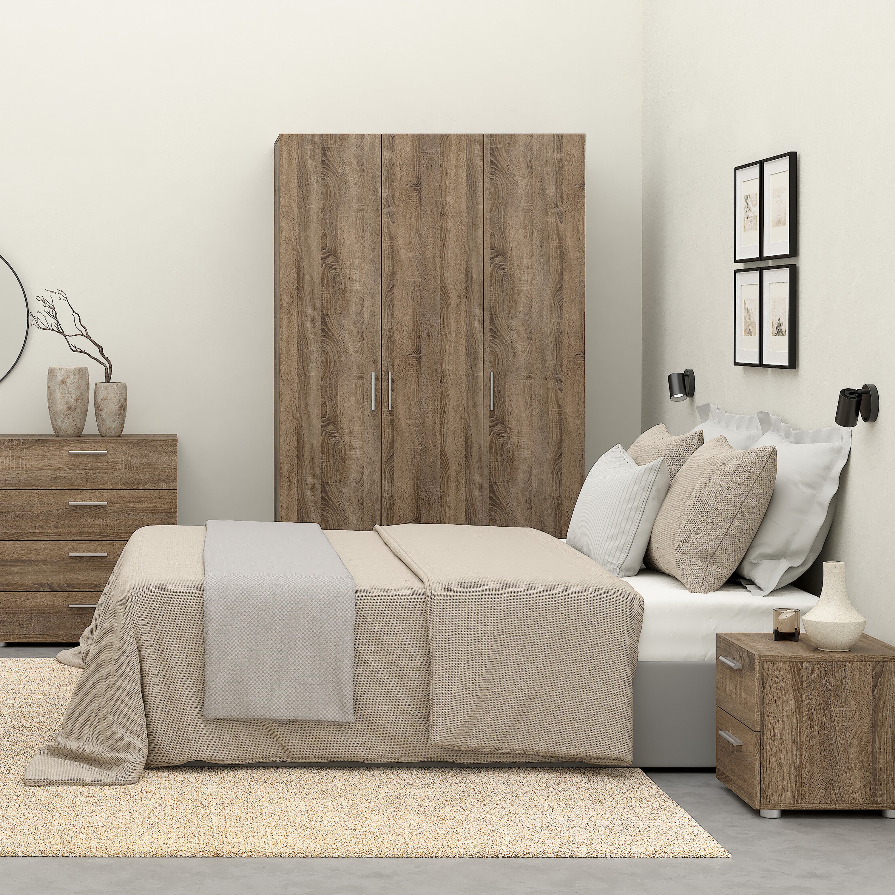 Pippa Bedside 2 Drawers in Truffle Oak