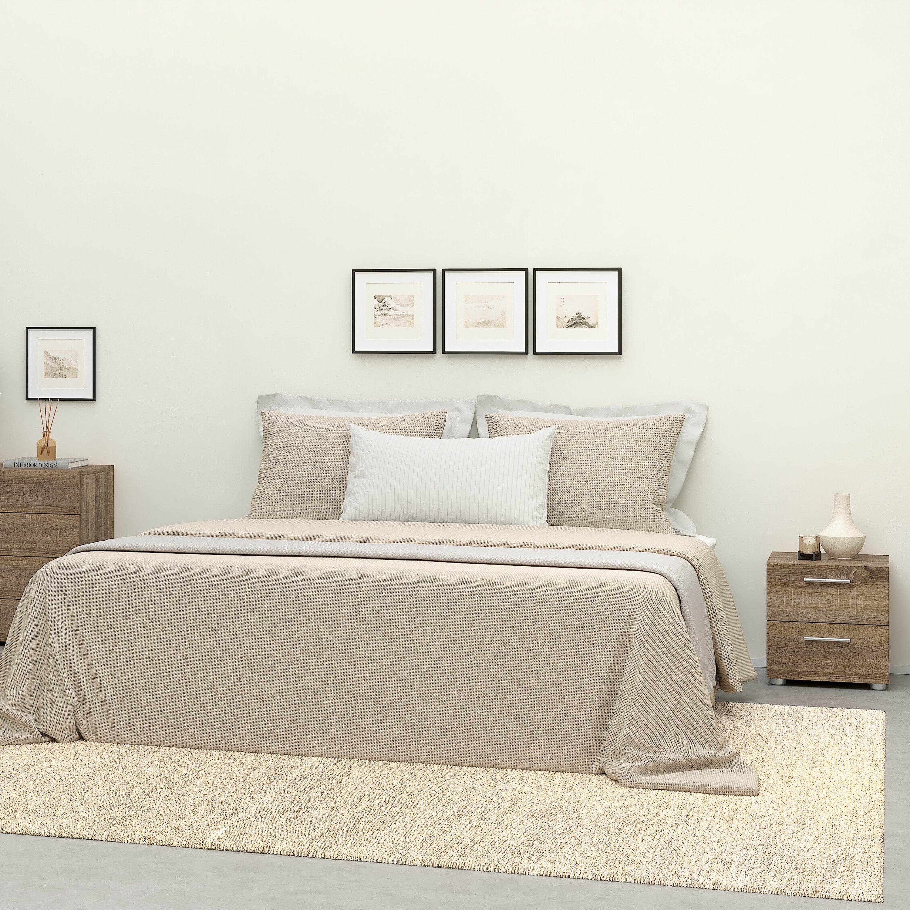 Pippa Bedside 2 Drawers in Truffle Oak