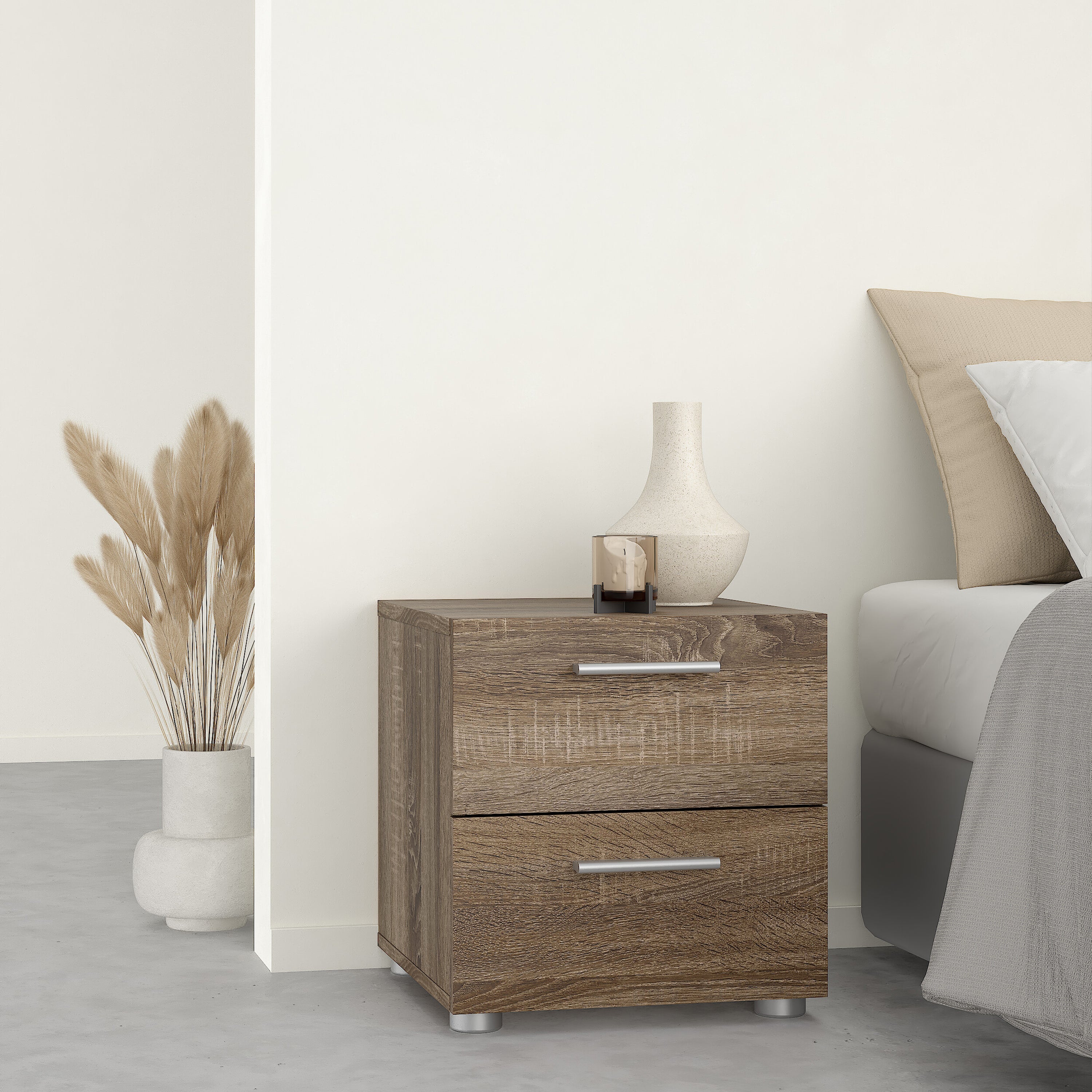 Pippa Bedside 2 Drawers in Truffle Oak