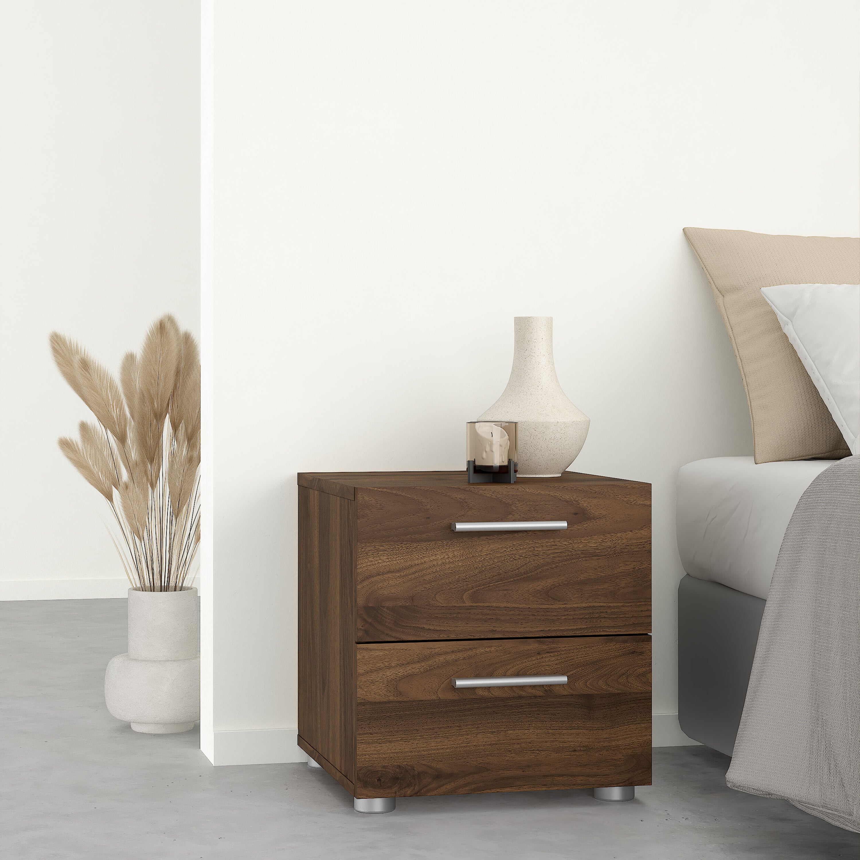 Pippa Bedside 2 Drawers in Walnut