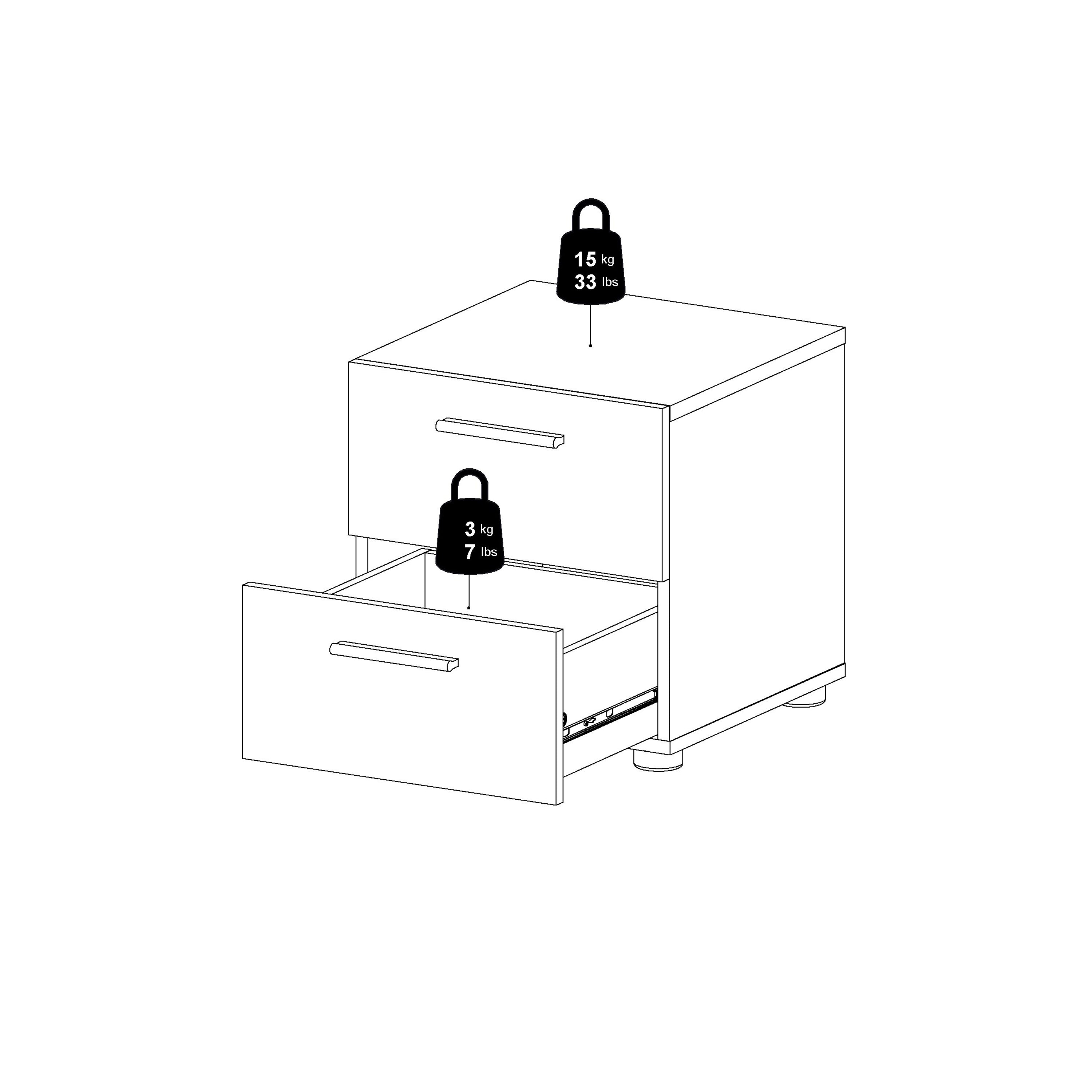 Pippa Bedside 2 Drawers in Black