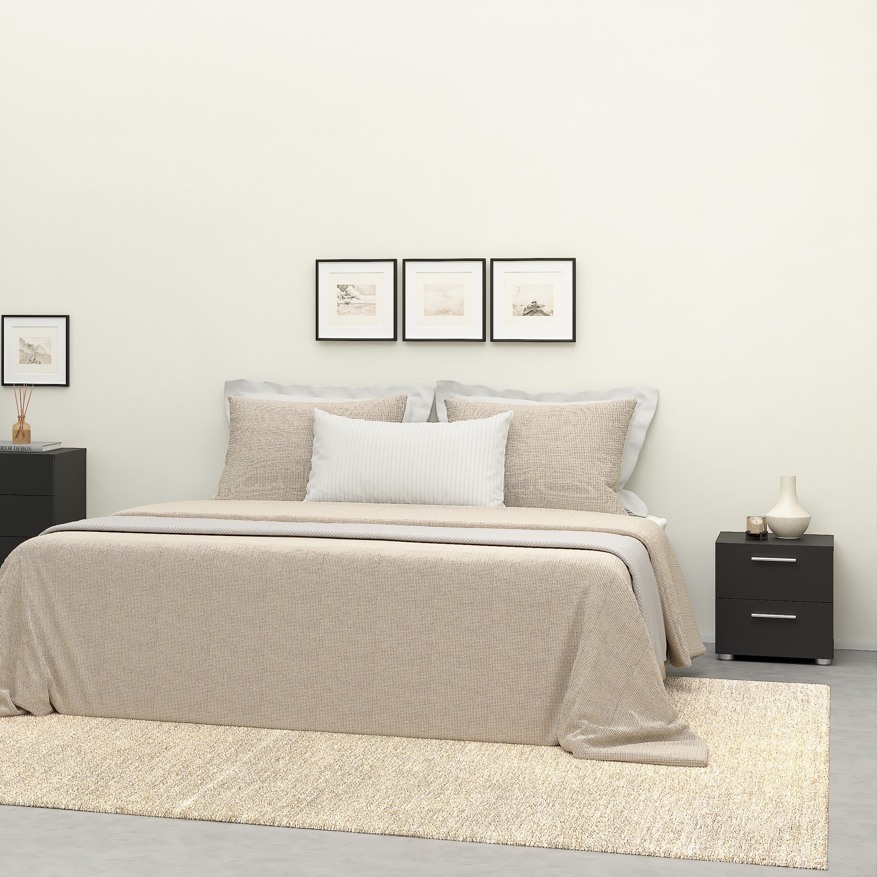 Pippa Bedside 2 Drawers in Black