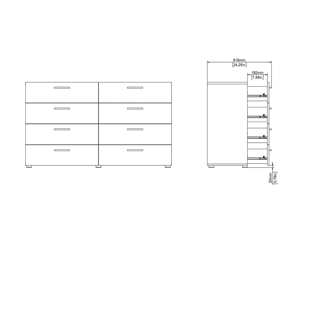 Pippa 8 Drawer chest (4+4) in White