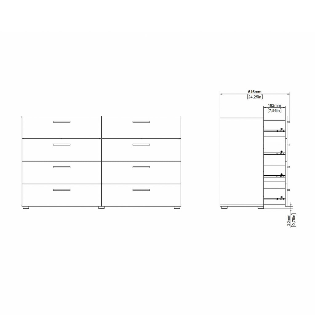 Pippa 8 Drawer chest in Black