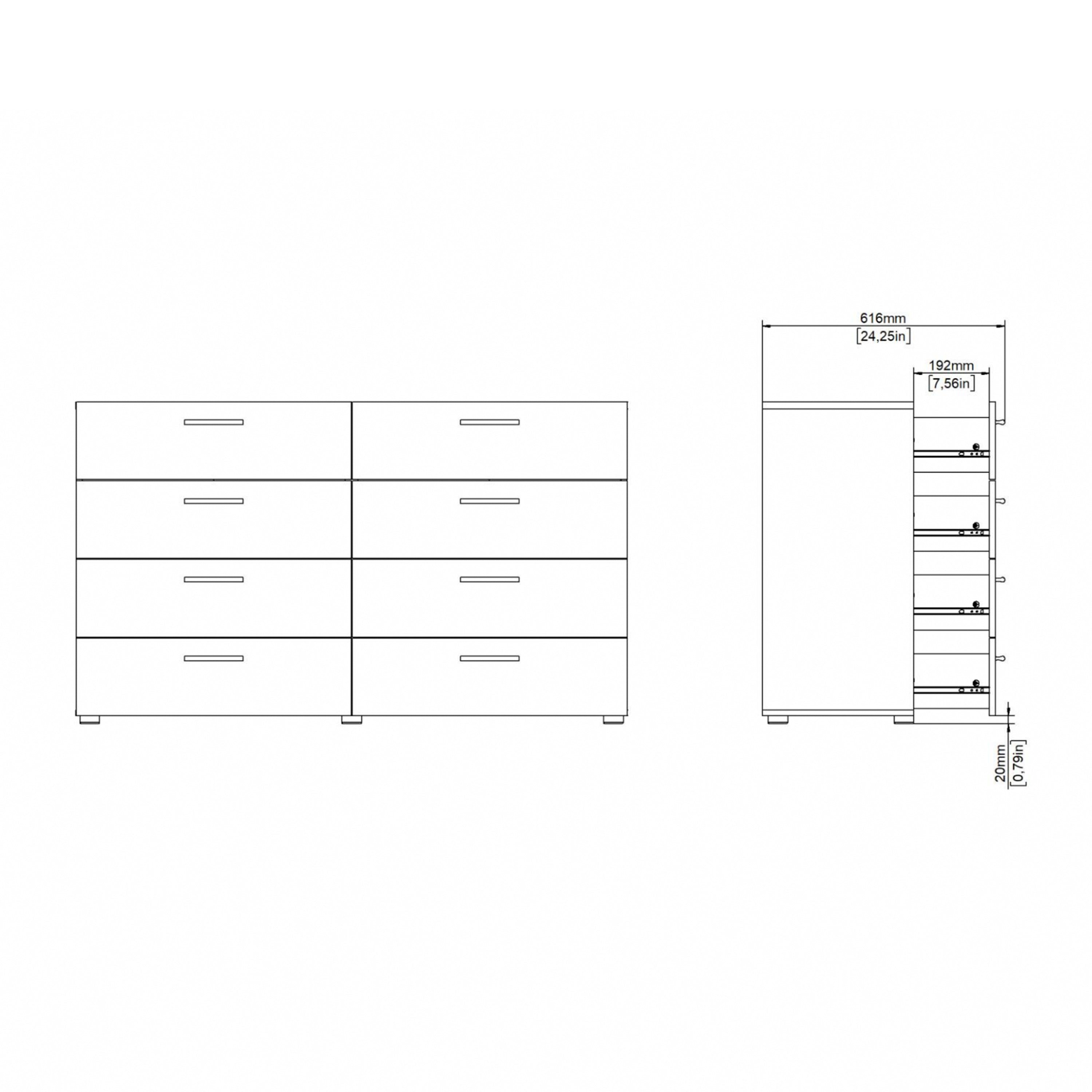Pippa 8 Drawer chest in Black
