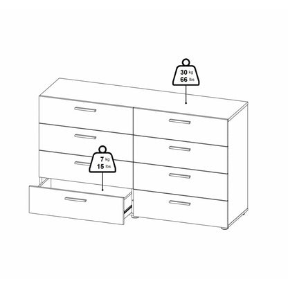 Pippa 8 Drawer chest in Black
