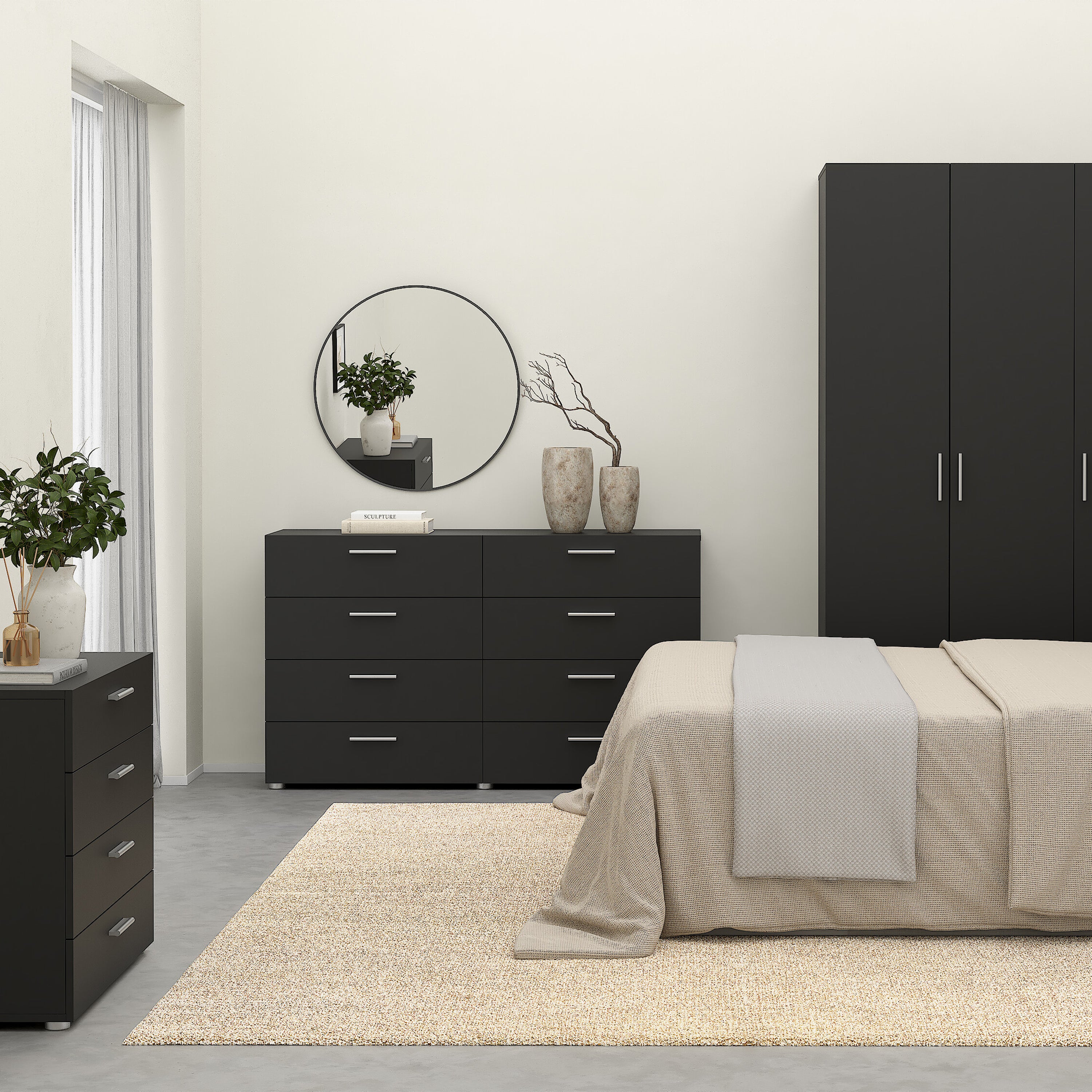 Pippa 8 Drawer chest in Black
