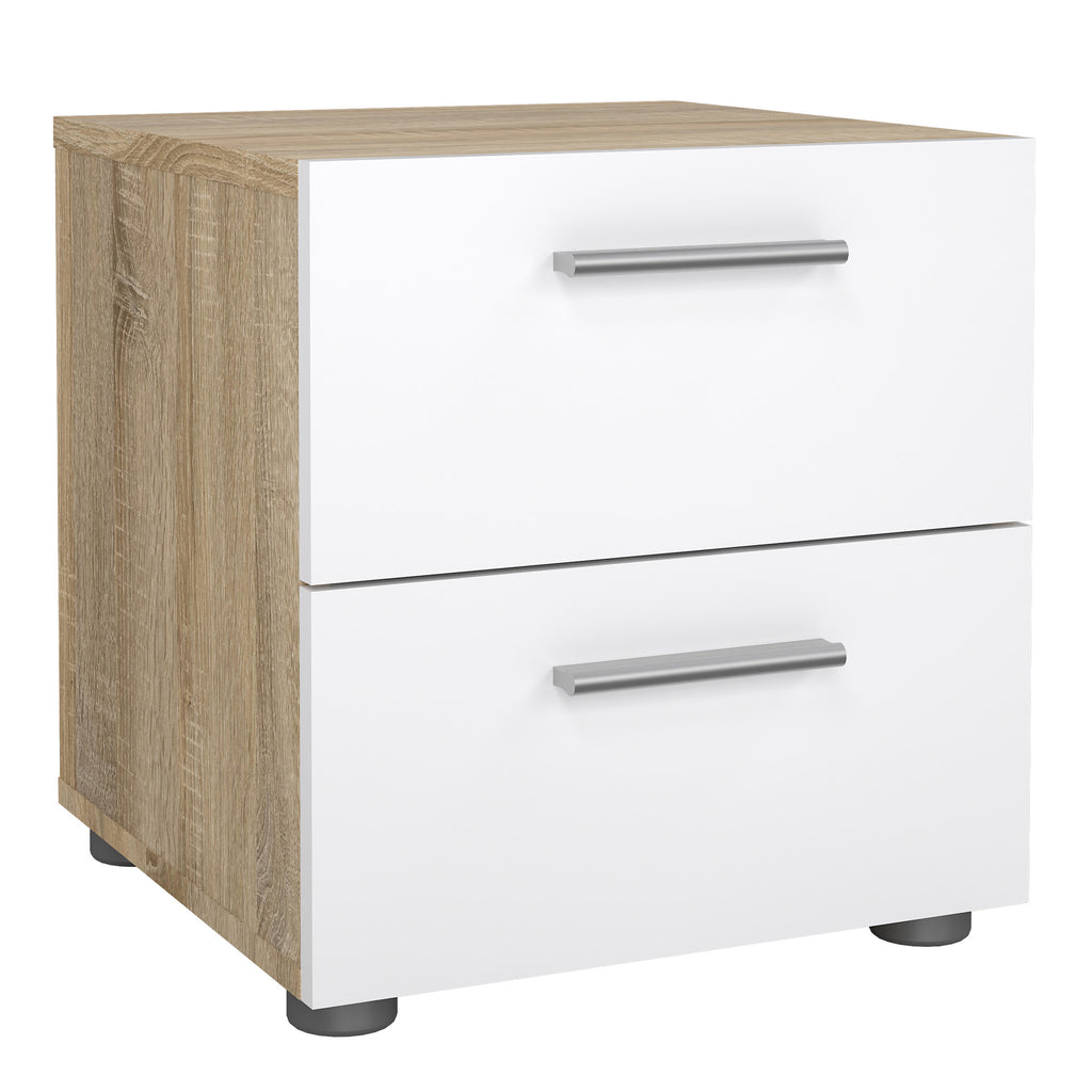 Pippa Bedside 2 Drawers in Oak structure/White High Gloss