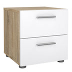 Pippa Bedside 2 Drawers in Oak structure/White High Gloss