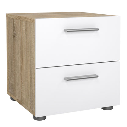Pippa Bedside 2 Drawers in Oak structure/White High Gloss