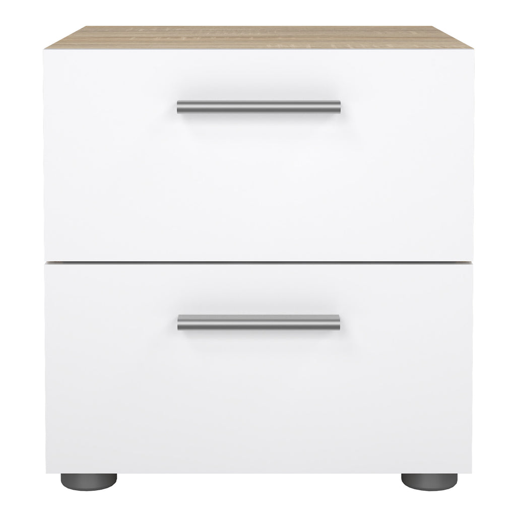 Pippa Bedside 2 Drawers in Oak structure/White High Gloss