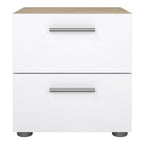 Pippa Bedside 2 Drawers in Oak structure/White High Gloss