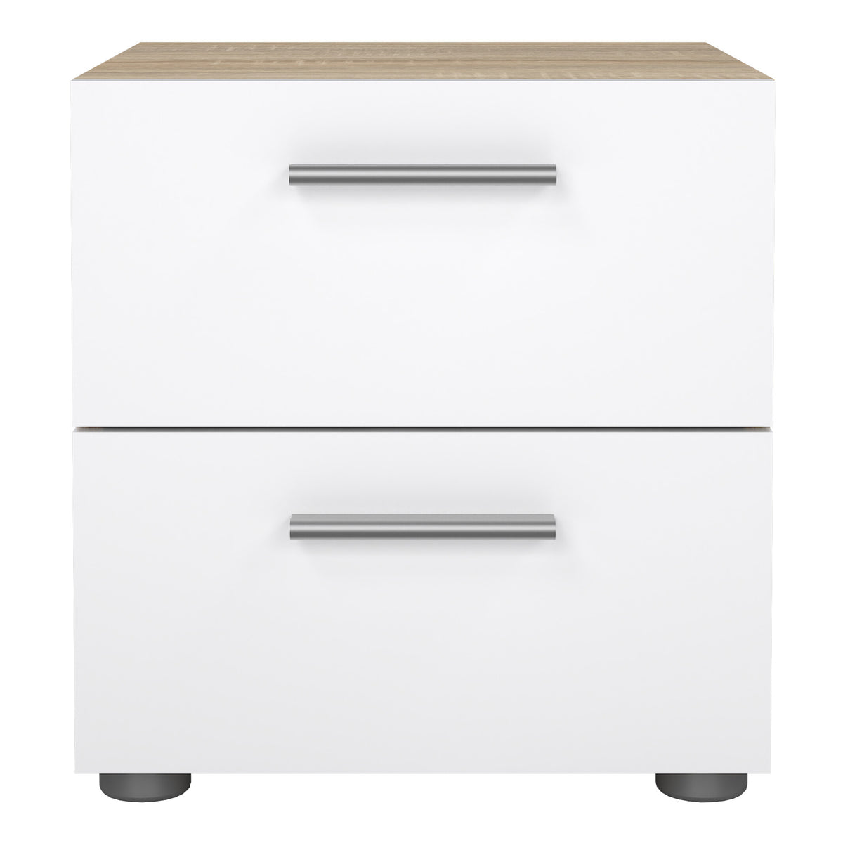 Pippa Bedside 2 Drawers in Oak structure/White High Gloss