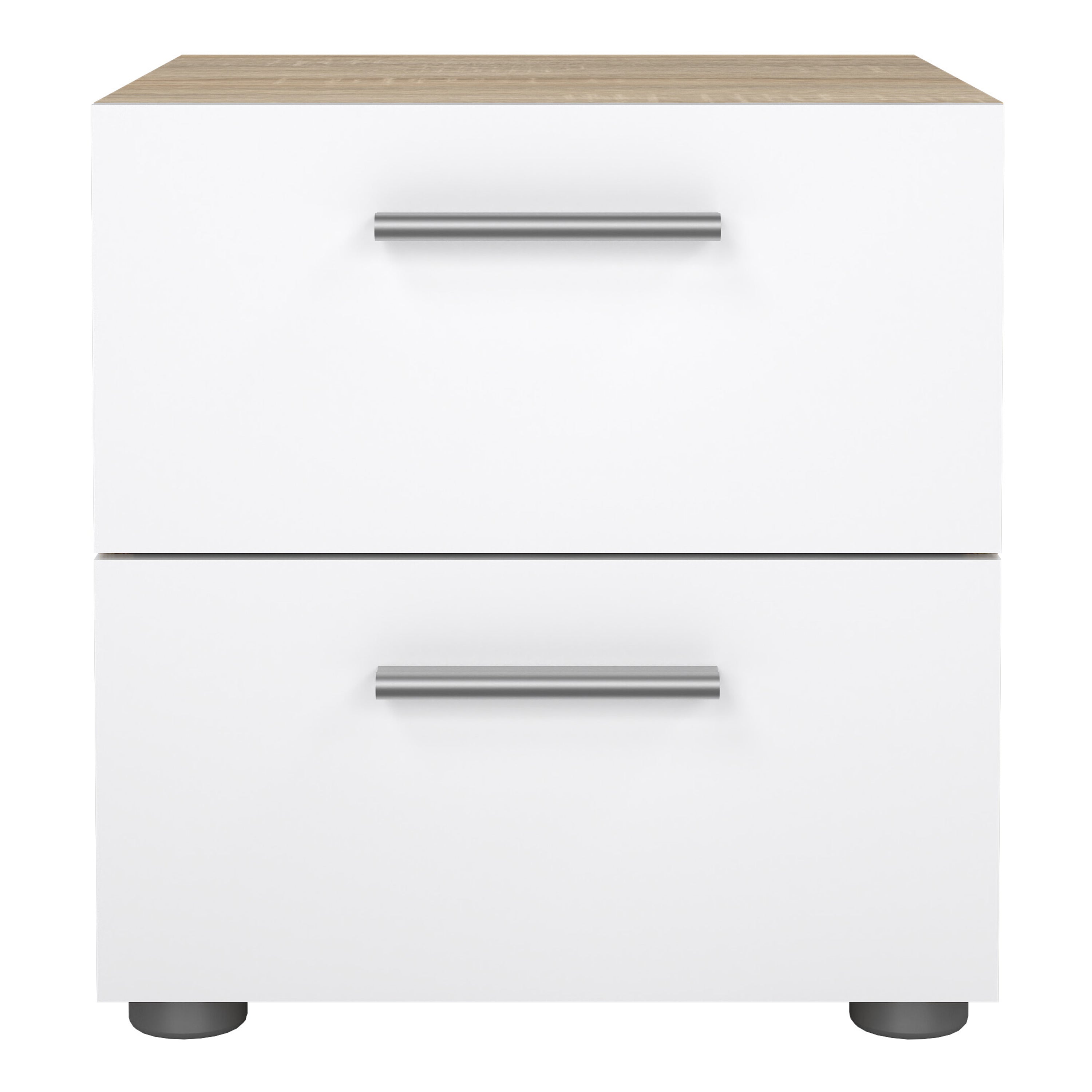 Pippa Bedside 2 Drawers in Oak structure/White High Gloss