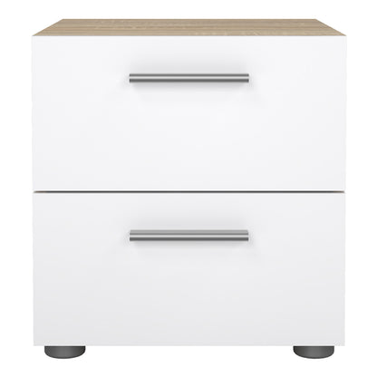Pippa Bedside 2 Drawers in Oak structure/White High Gloss