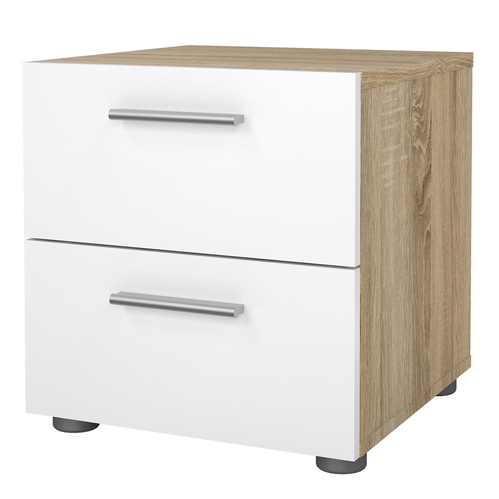 Pippa Bedside 2 Drawers in Oak structure/White High Gloss