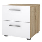 Pippa Bedside 2 Drawers in Oak structure/White High Gloss