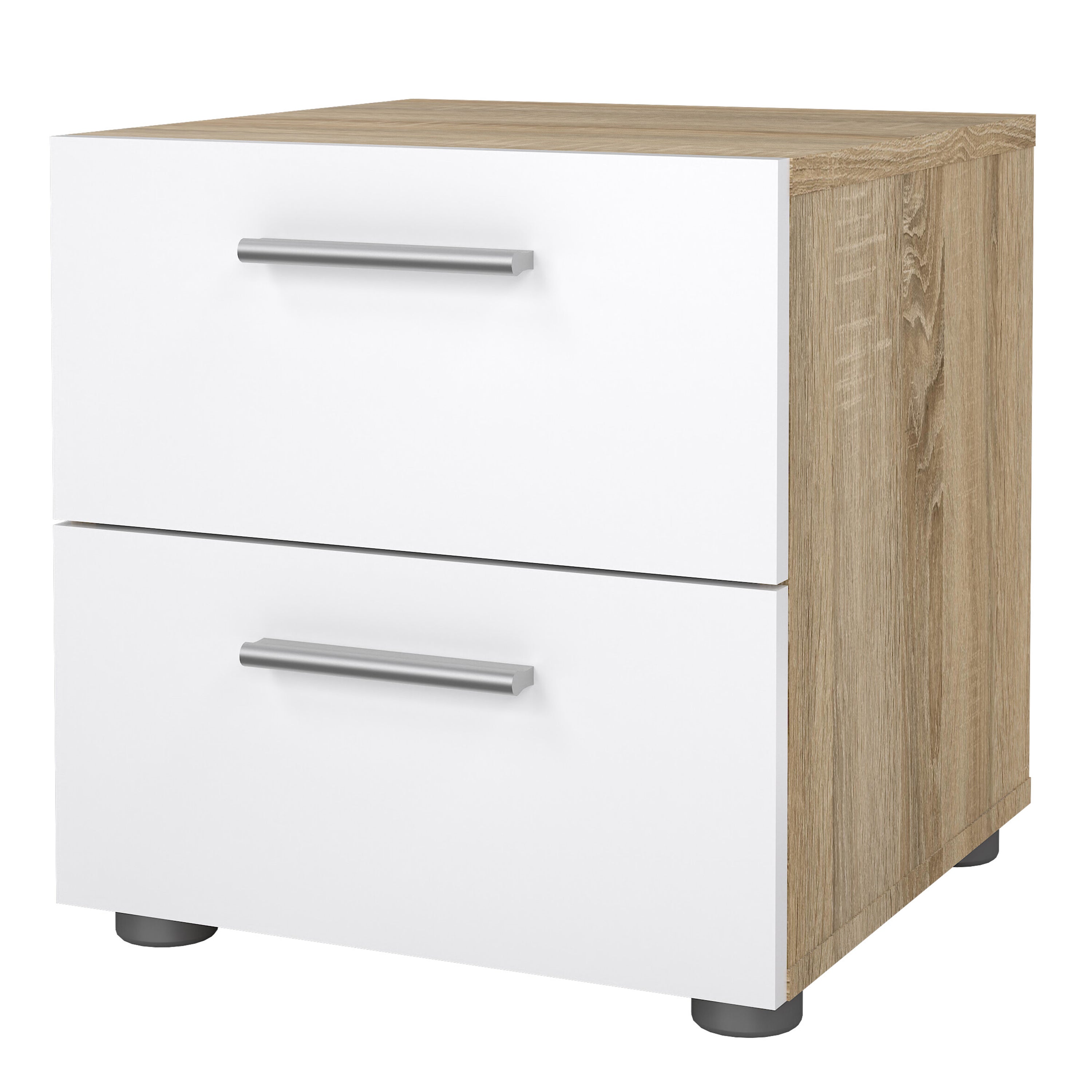 Pippa Bedside 2 Drawers in Oak structure/White High Gloss