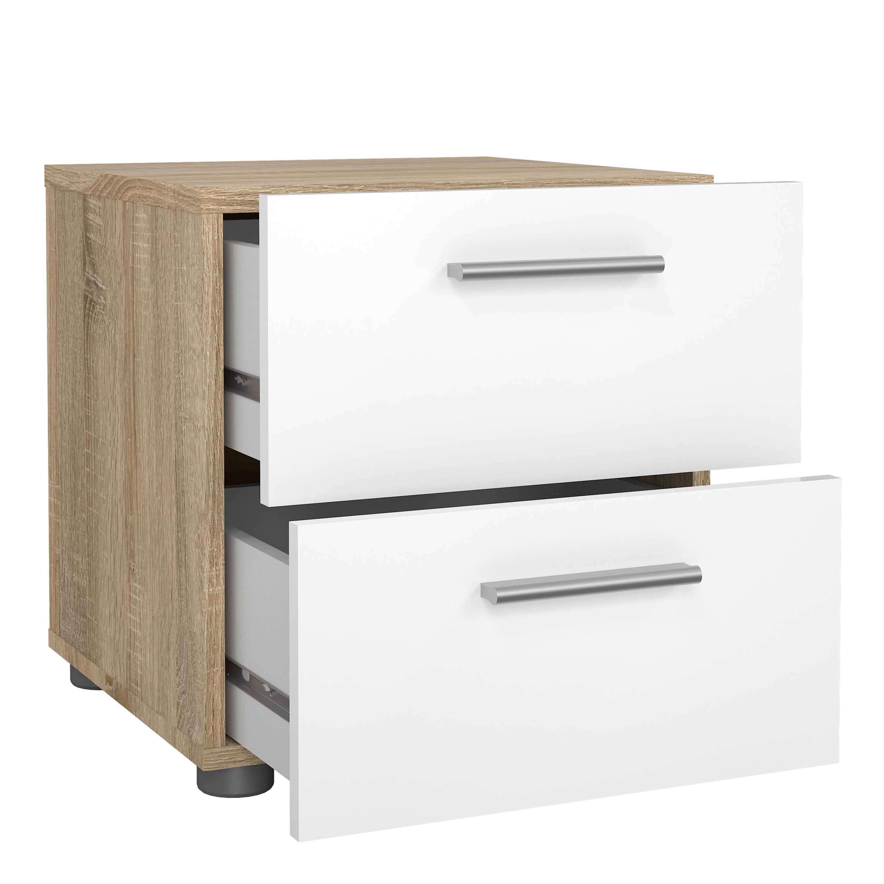 Pippa Bedside 2 Drawers in Oak structure/White High Gloss