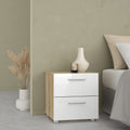 Pippa Bedside 2 Drawers in Oak structure/White High Gloss