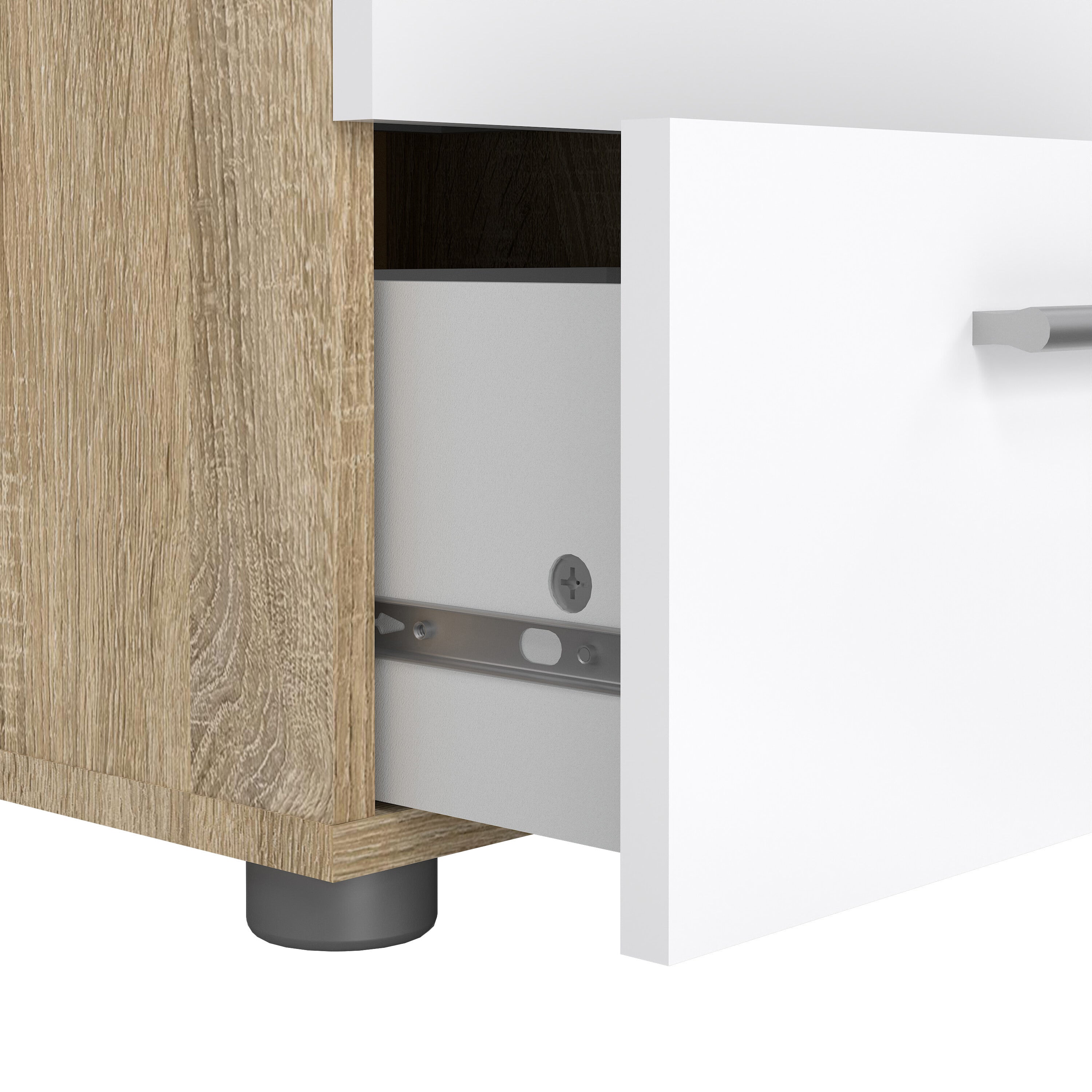 Pippa Bedside 2 Drawers in Oak structure/White High Gloss
