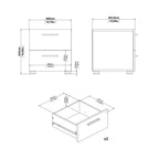 Pippa Bedside 2 Drawers in Oak structure/White High Gloss