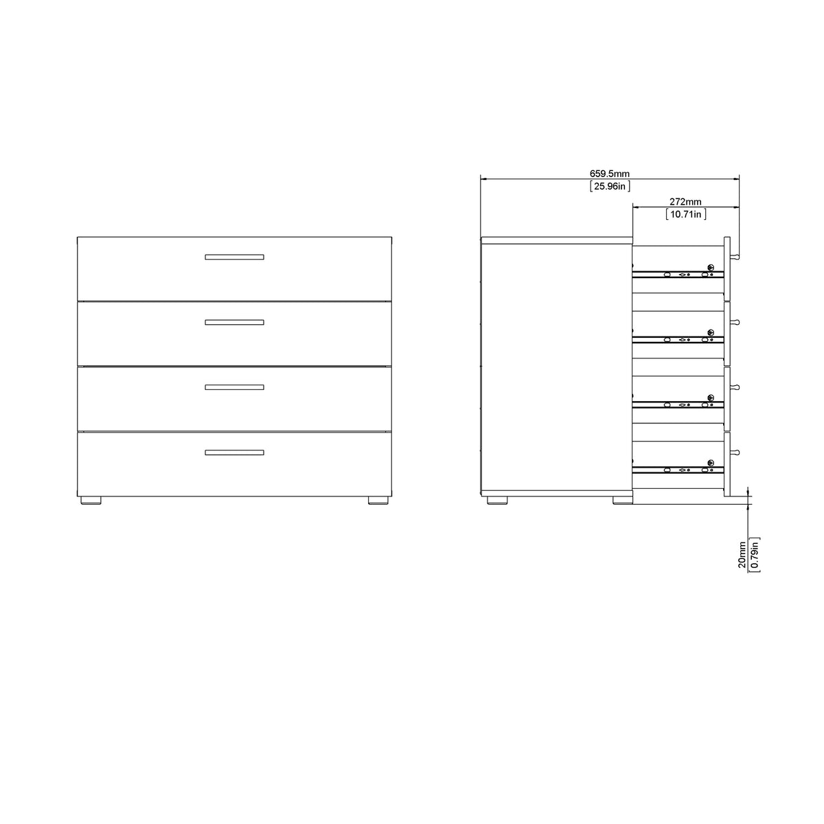 Pippa Chest of 4 Drawers in Oak