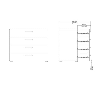 Pippa Chest of 4 Drawers in Oak with White High Gloss