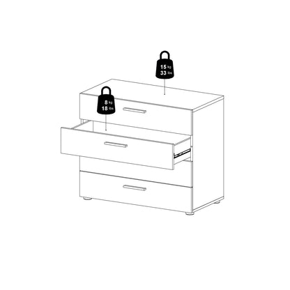 Pippa Chest of 4 Drawers in Oak with White High Gloss