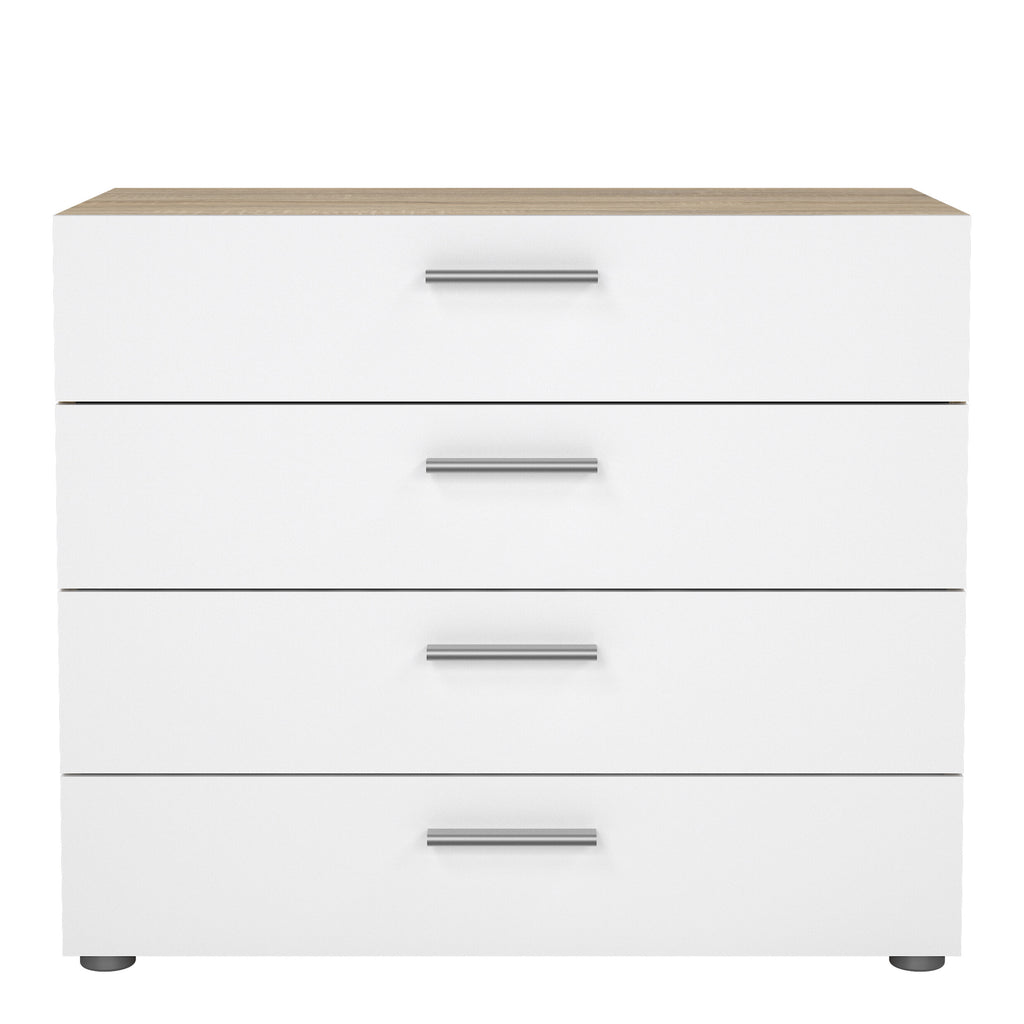 Pippa Chest of 4 Drawers in Oak with White High Gloss