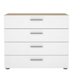Pippa Chest of 4 Drawers in Oak with White High Gloss