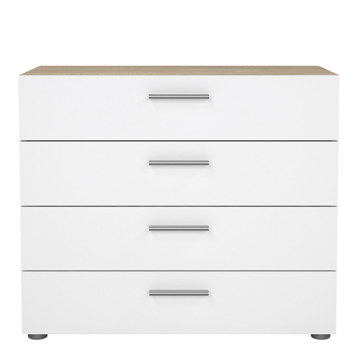 Pippa Chest of 4 Drawers in Oak with White High Gloss