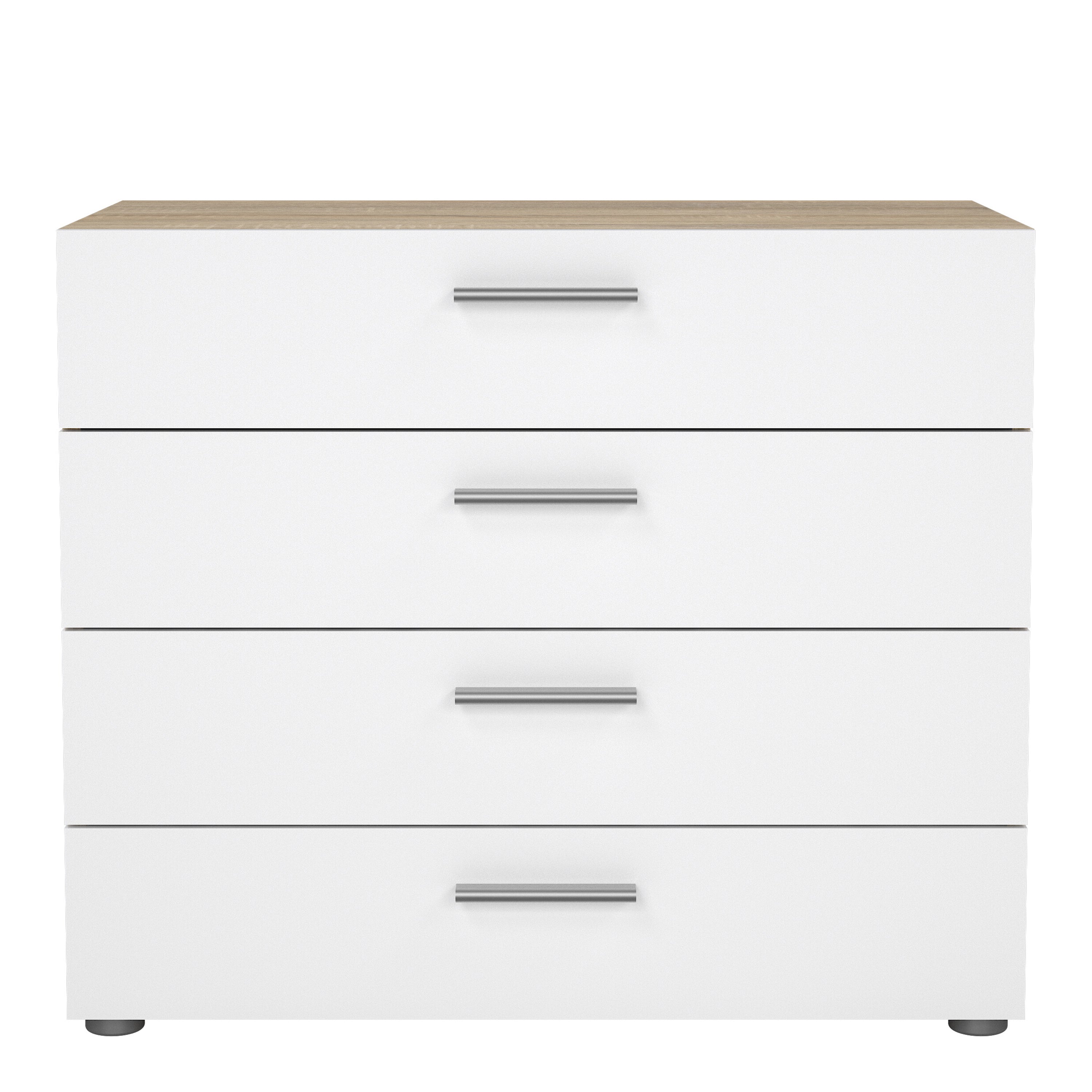 Pippa Chest of 4 Drawers in Oak with White High Gloss