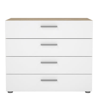 Pippa Chest of 4 Drawers in Oak with White High Gloss