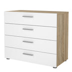 Pippa Chest of 4 Drawers in Oak with White High Gloss