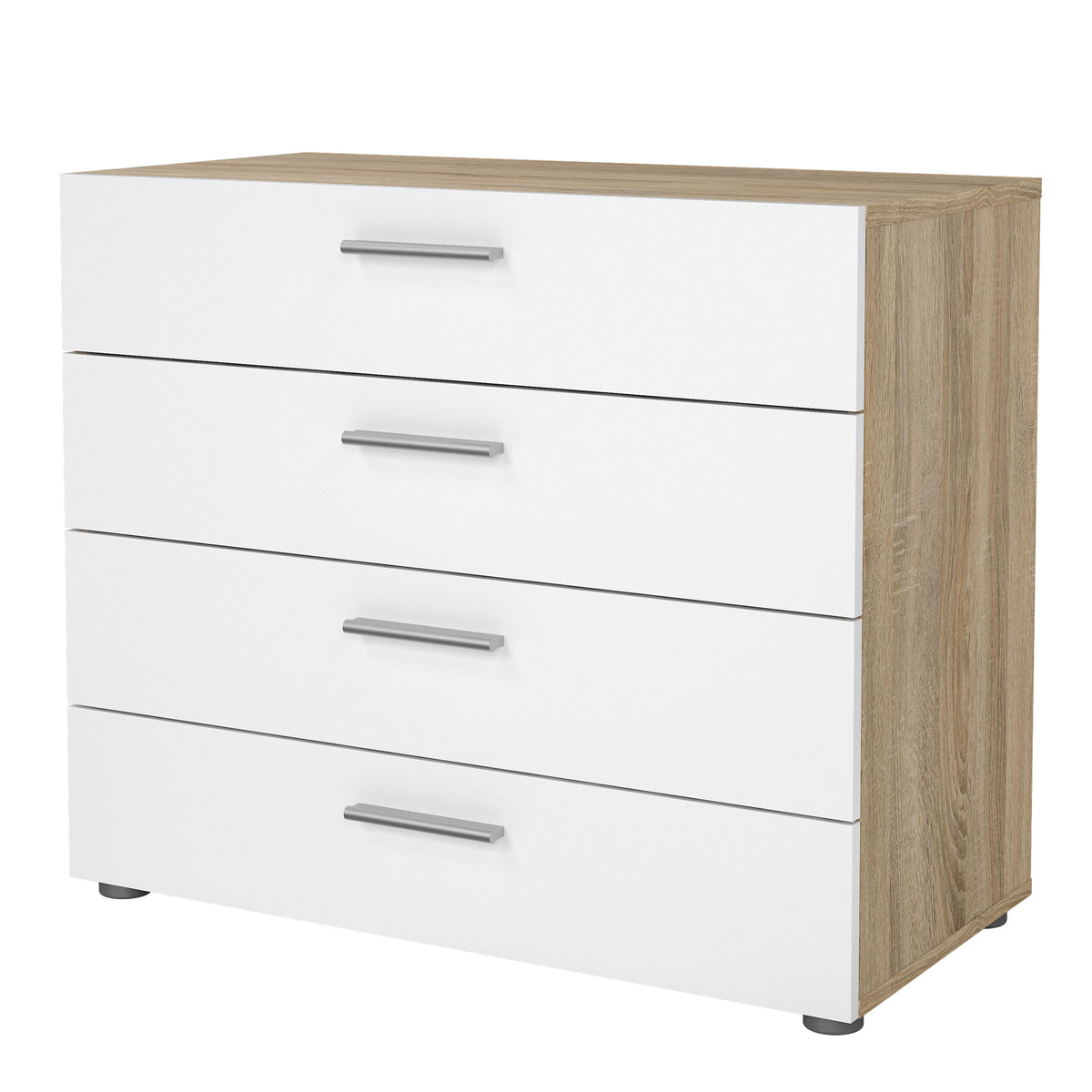 Pippa Chest of 4 Drawers in Oak with White High Gloss