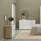 Pippa Chest of 4 Drawers in Oak with White High Gloss
