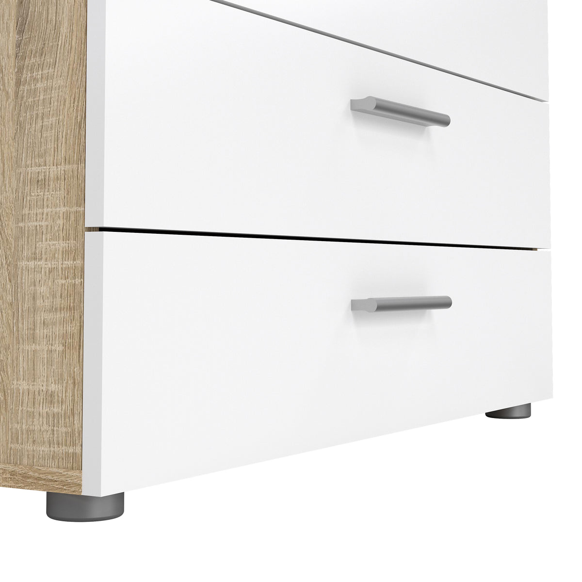 Pippa Chest of 4 Drawers in Oak with White High Gloss
