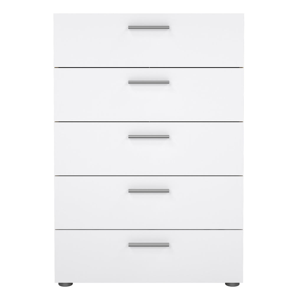 Pippa Chest of 5 Drawers in Oak with White High Gloss