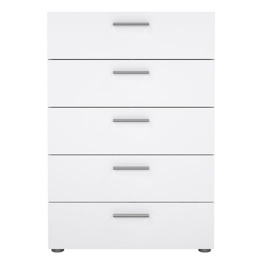 Pippa Chest of 5 Drawers in Oak with White High Gloss