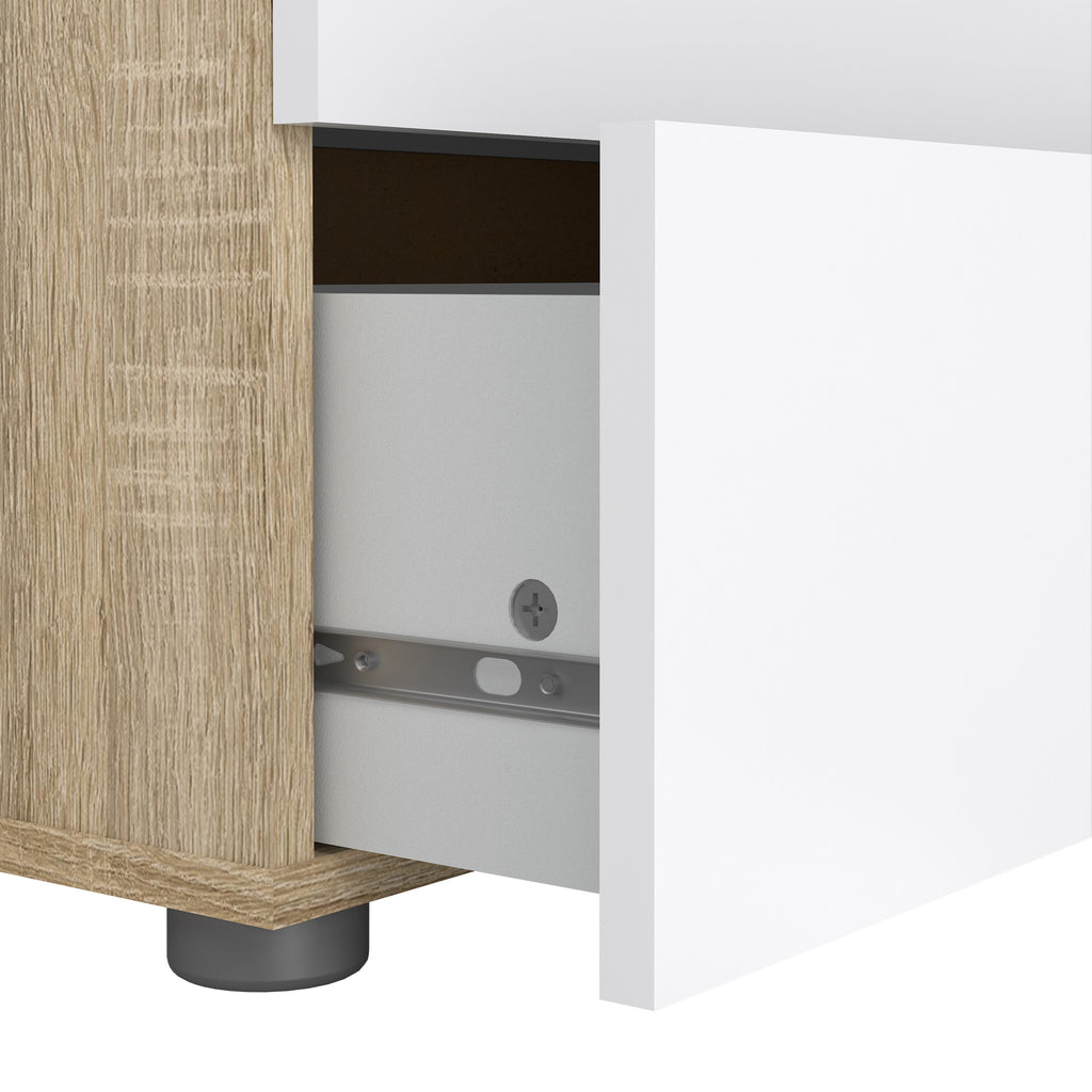 Pippa Chest of 5 Drawers in Oak with White High Gloss
