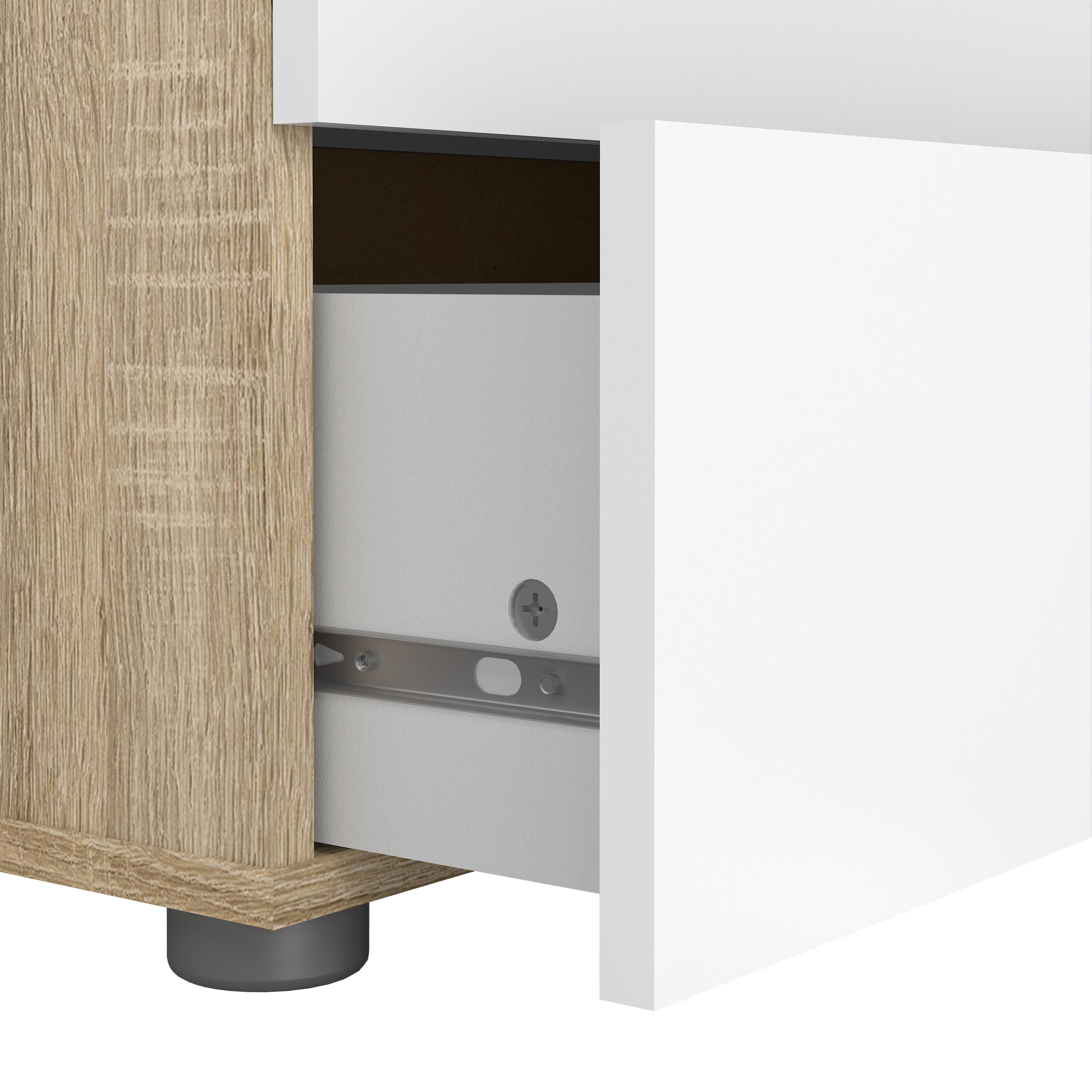 Pippa Chest of 5 Drawers in Oak with White High Gloss